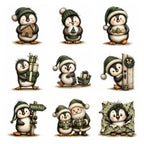 Green Christmas Penguin Clipart
