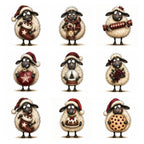 Burgundy Christmas Sheep Clipart