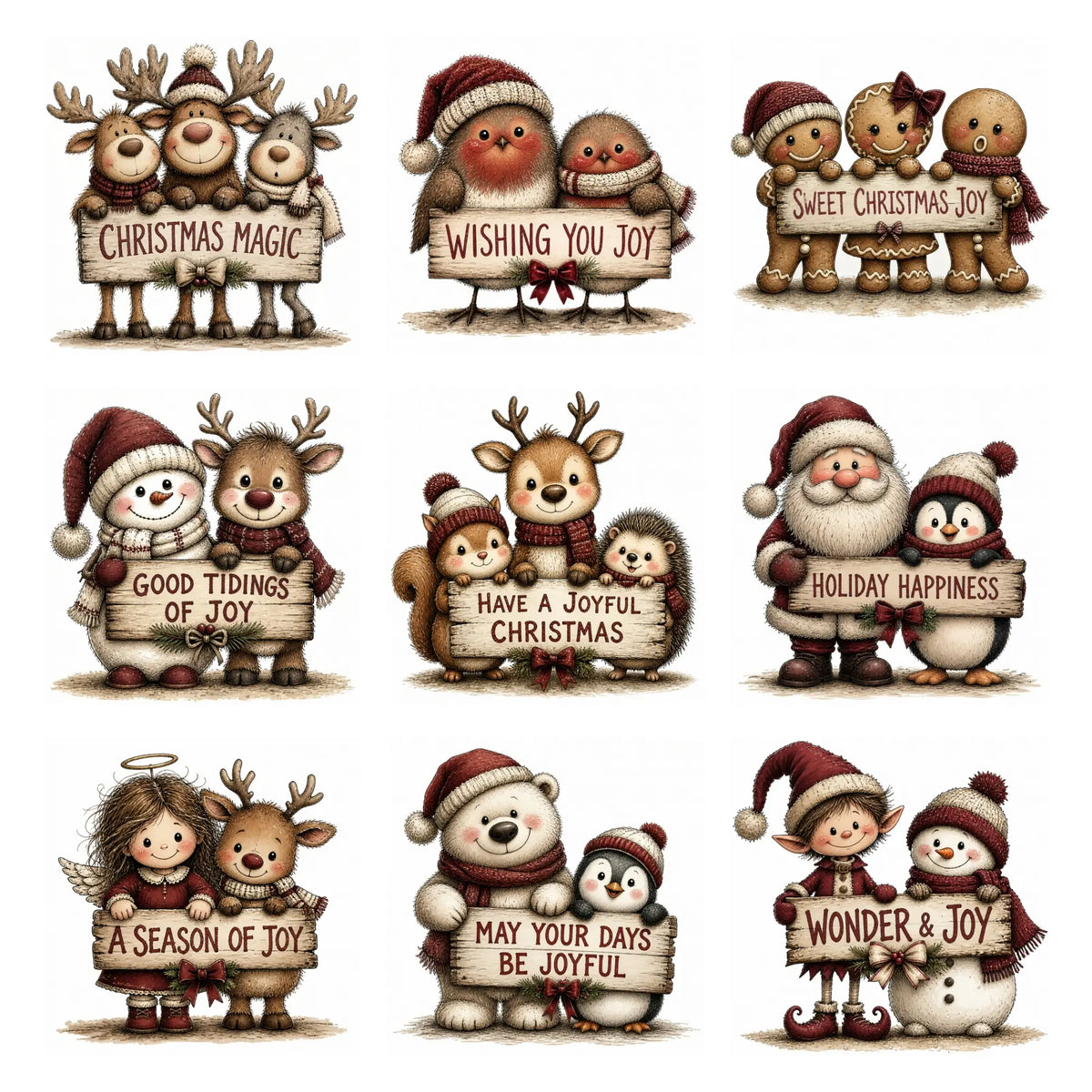 Burgundy Christmas Joy Clipart