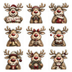 Burgundy Christmas Reindeer Portrait Clipart