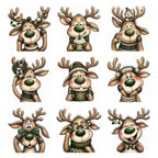 Green Christmas Reindeer Portrait Clipart