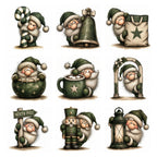 Green Peeking Santa Christmas Clipart