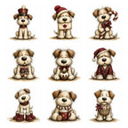 Burgundy Christmas Shaggy Dog Clipart