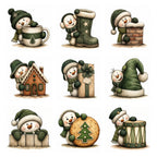 Green Peeking Snowman Christmas Clipart