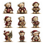 Burgundy Christmas Teddy Bear Clipart
