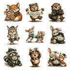 Green Christmas Woodland Animal Clipart