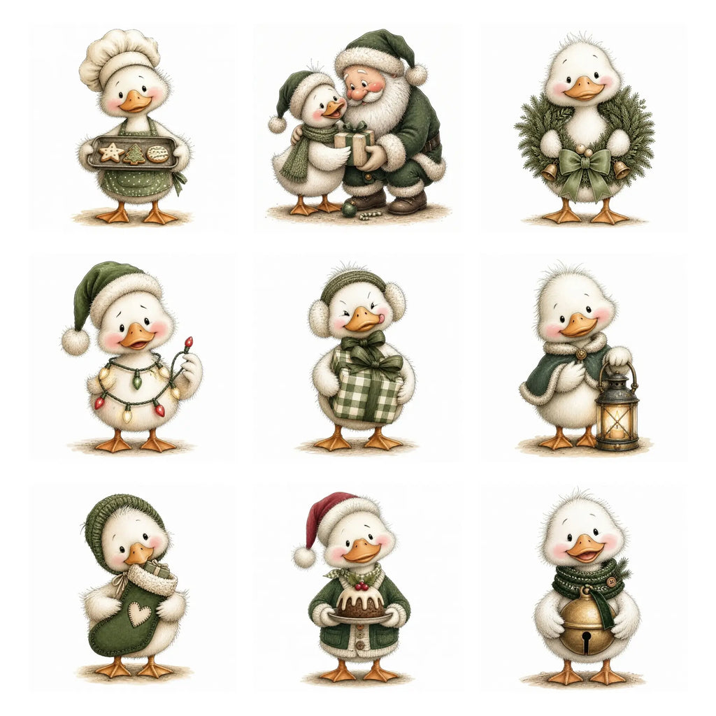 Green Christmas Goose Clipart