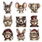 Burgundy Christmas Animal Portrait Clipart
