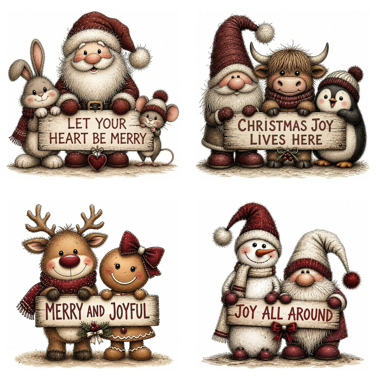 Burgundy Christmas Joy Clipart