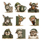 Green Christmas Peekers Clipart