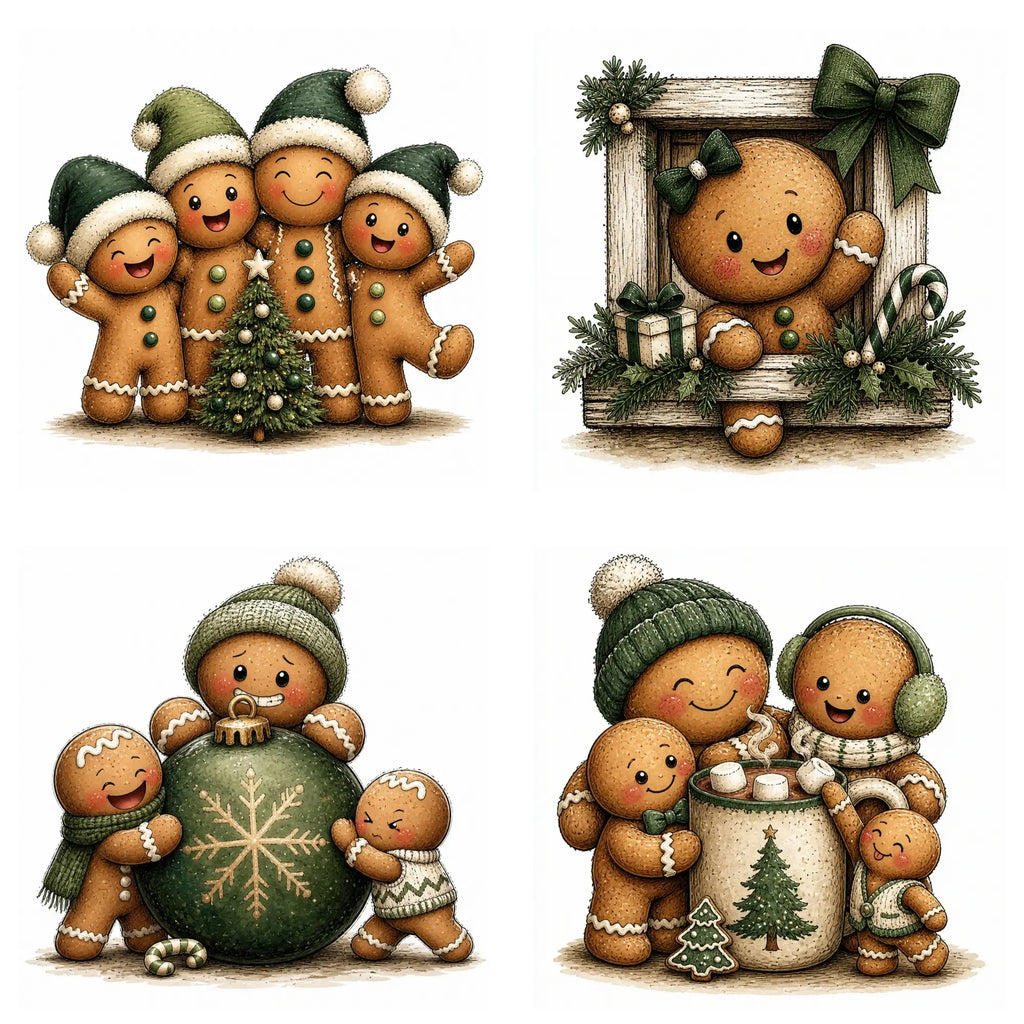 Green Christmas Gingerbread Clipart