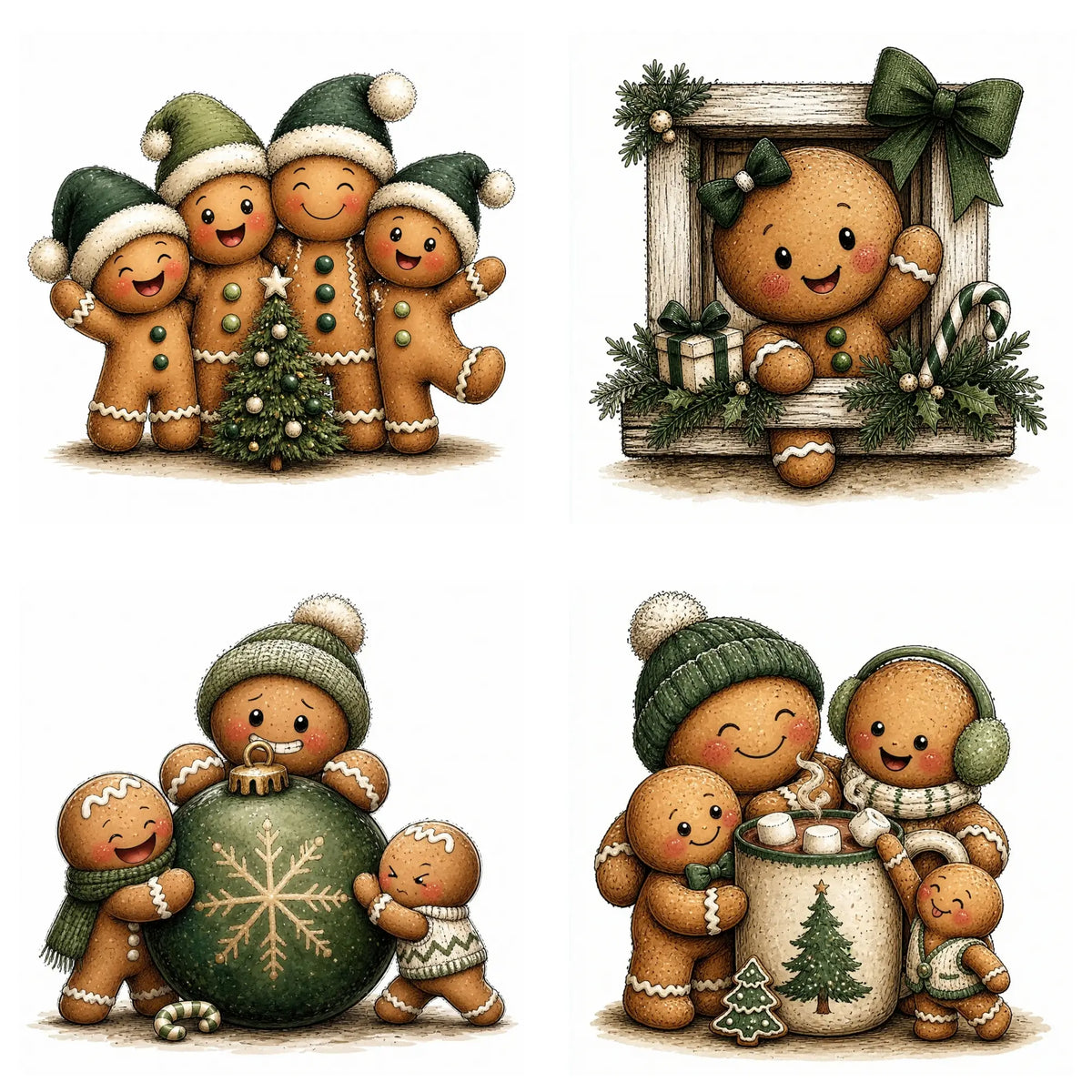 Green Christmas Gingerbread Clipart