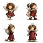 Burgundy Christmas Angel Clipart