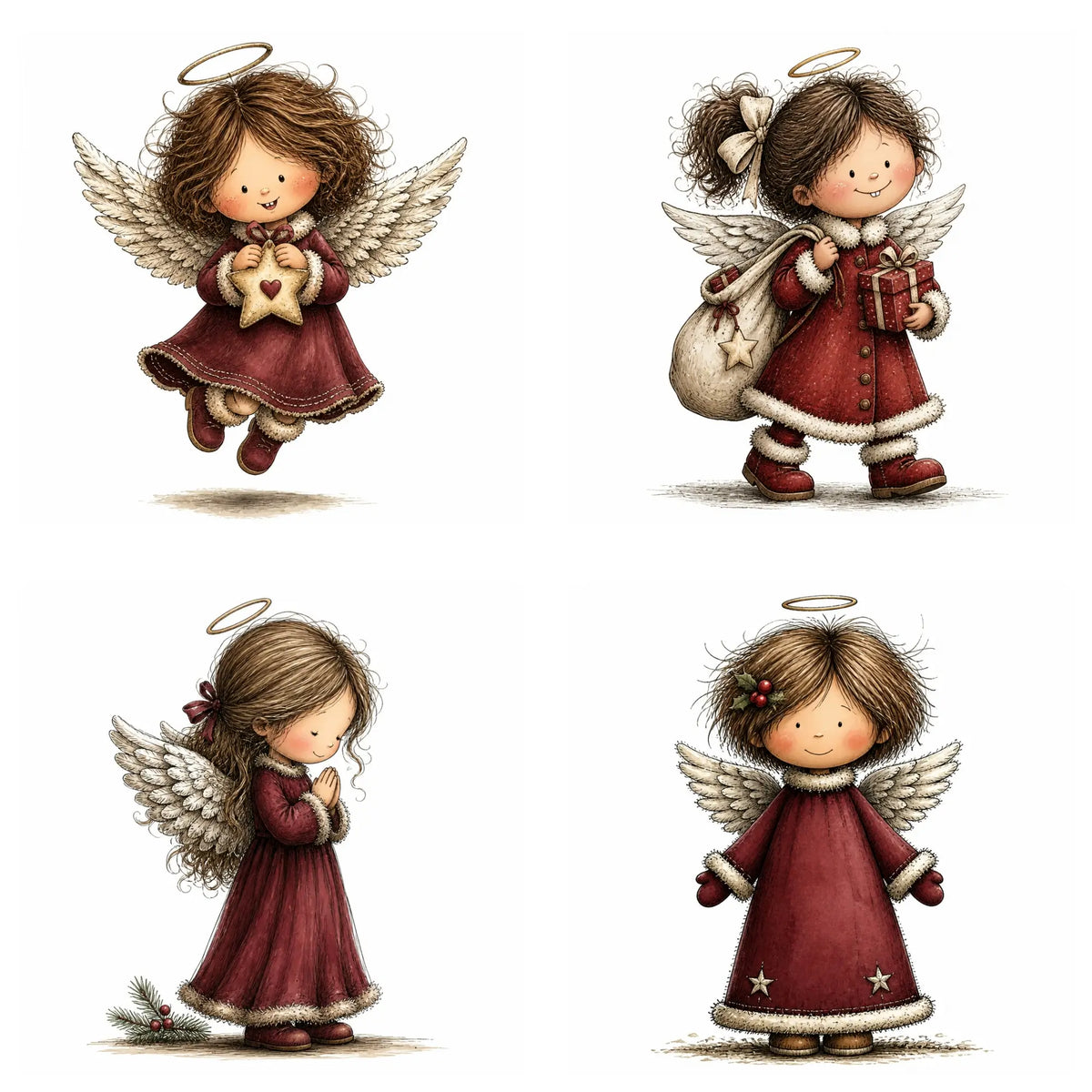 Burgundy Christmas Angel Clipart