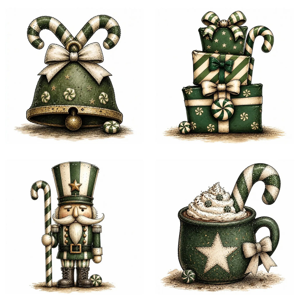 Green Christmas Peppermint Clipart