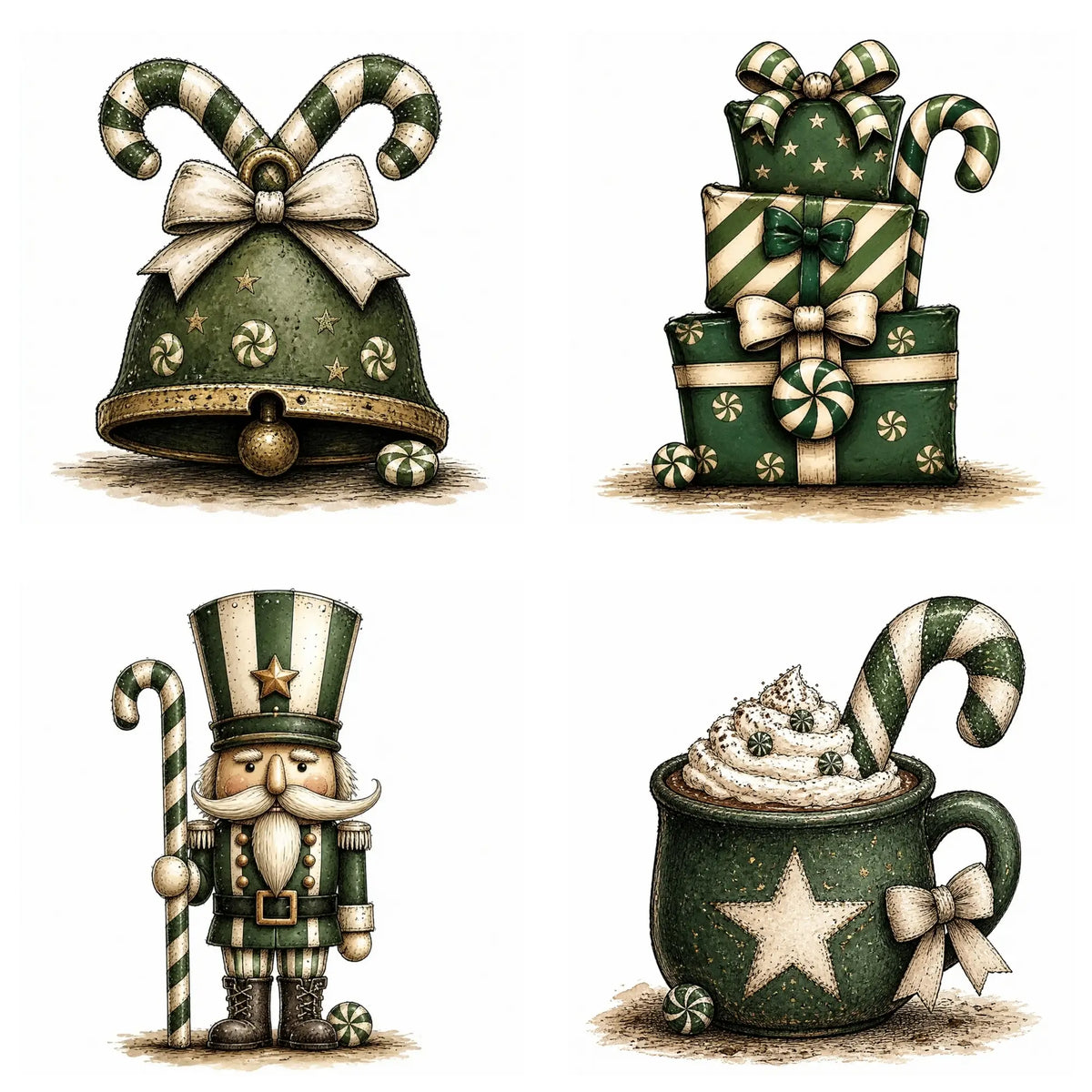 Green Christmas Peppermint Clipart