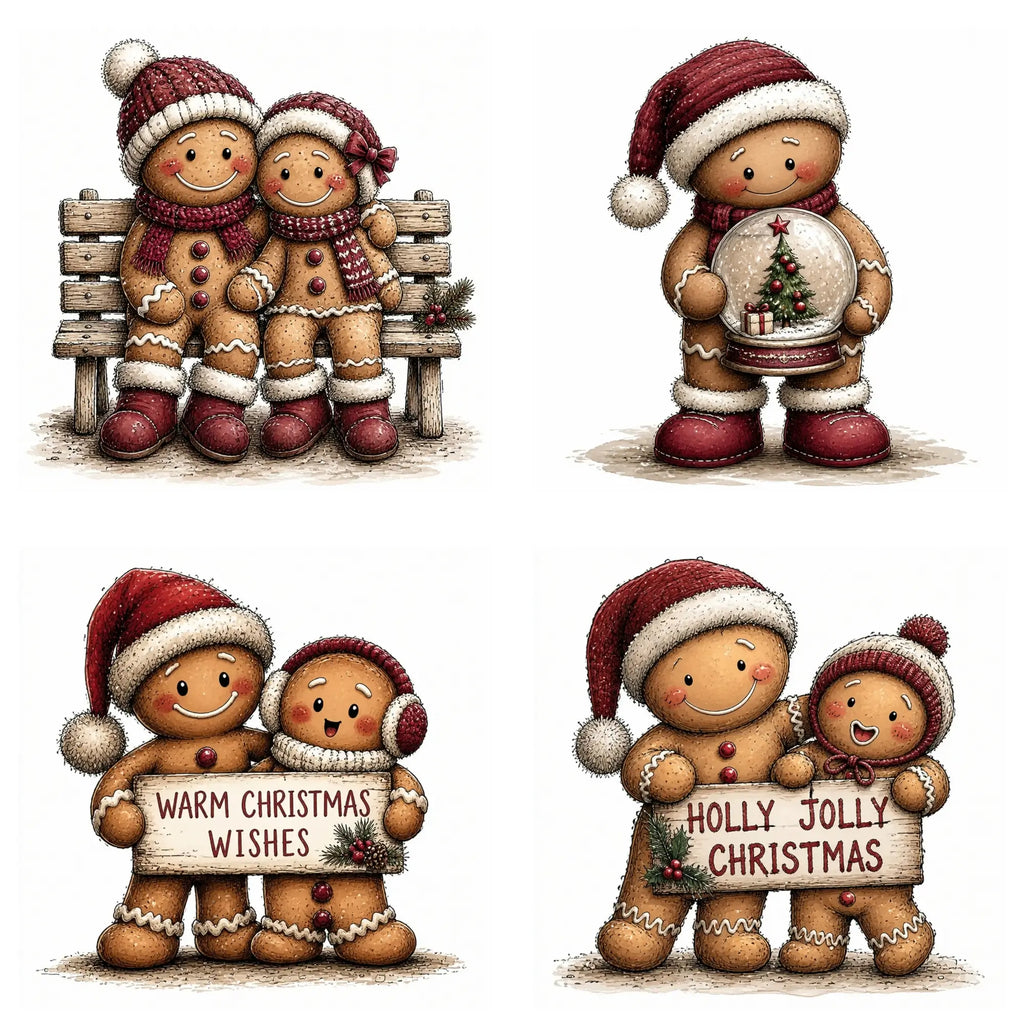 Burgundy Christmas Gingerbread Clipart
