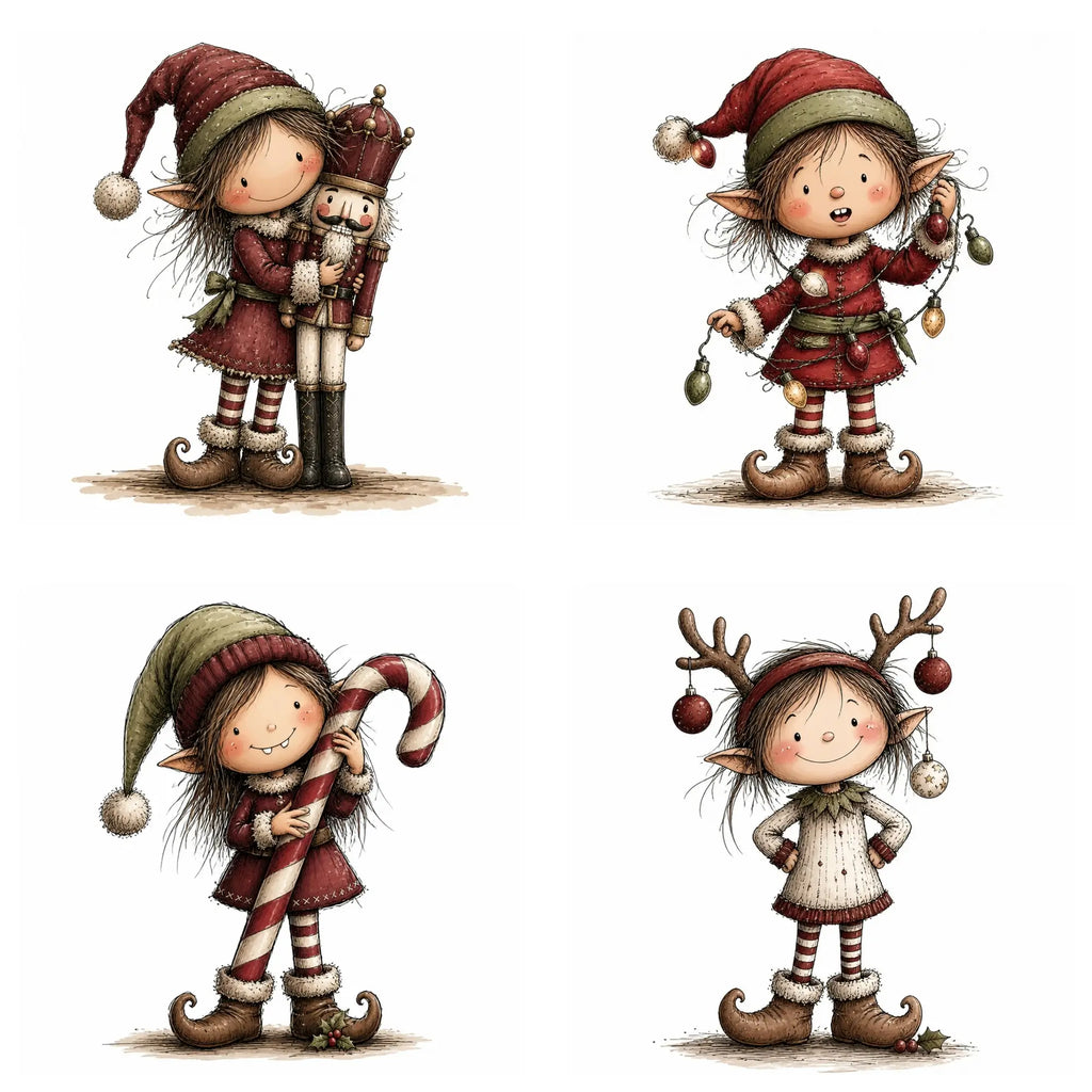 Burgundy Christmas Elf Clipart