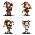Burgundy Christmas Elf Clipart