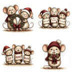 Burgundy Christmas Mouse Clipart