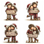 Burgundy Christmas Couple Clipart