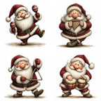 Burgundy Musical Santa Christmas Clipart
