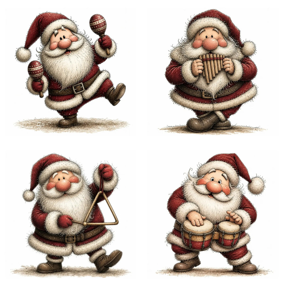 Burgundy Musical Santa Christmas Clipart