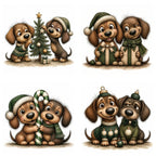 Green Christmas Dachshund Clipart