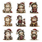 Burgundy Christmas Cat Clipart