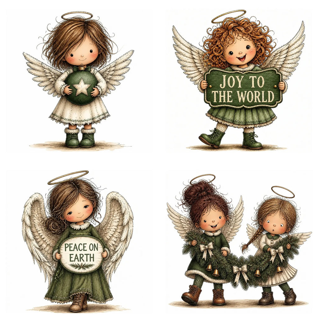 Green Christmas Angel Clipart