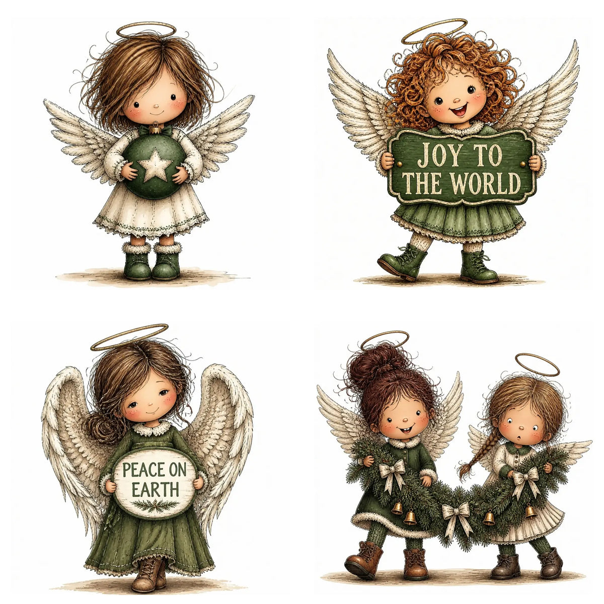 Green Christmas Angel Clipart