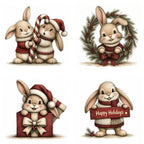 Burgundy Christmas Bunny Clipart
