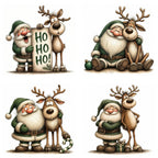 Green Santa & Reindeer Christmas Clipart