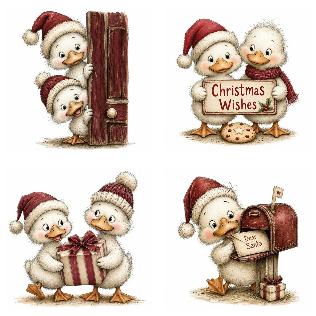 Burgundy Christmas Goose Clipart