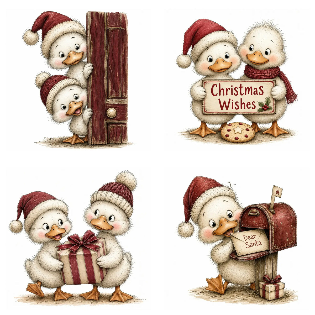 Burgundy Christmas Goose Clipart