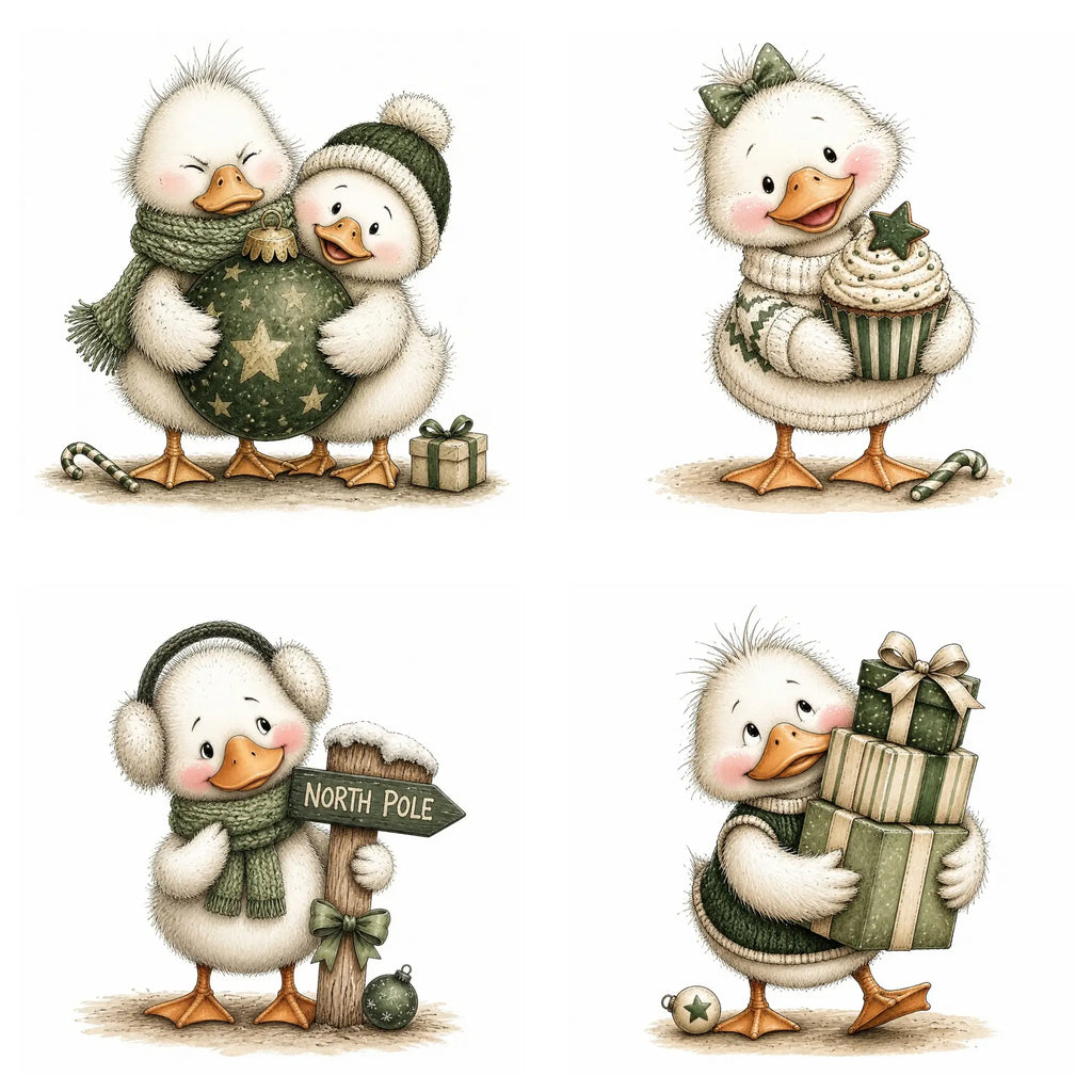 Green Christmas Goose Clipart