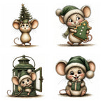 Green Christmas Mouse Clipart
