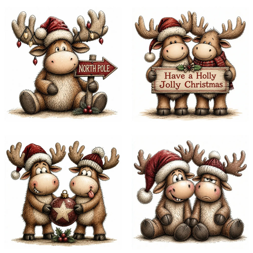Burgundy Christmas Moose Clipart