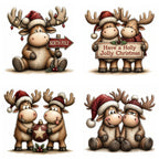 Burgundy Christmas Moose Clipart