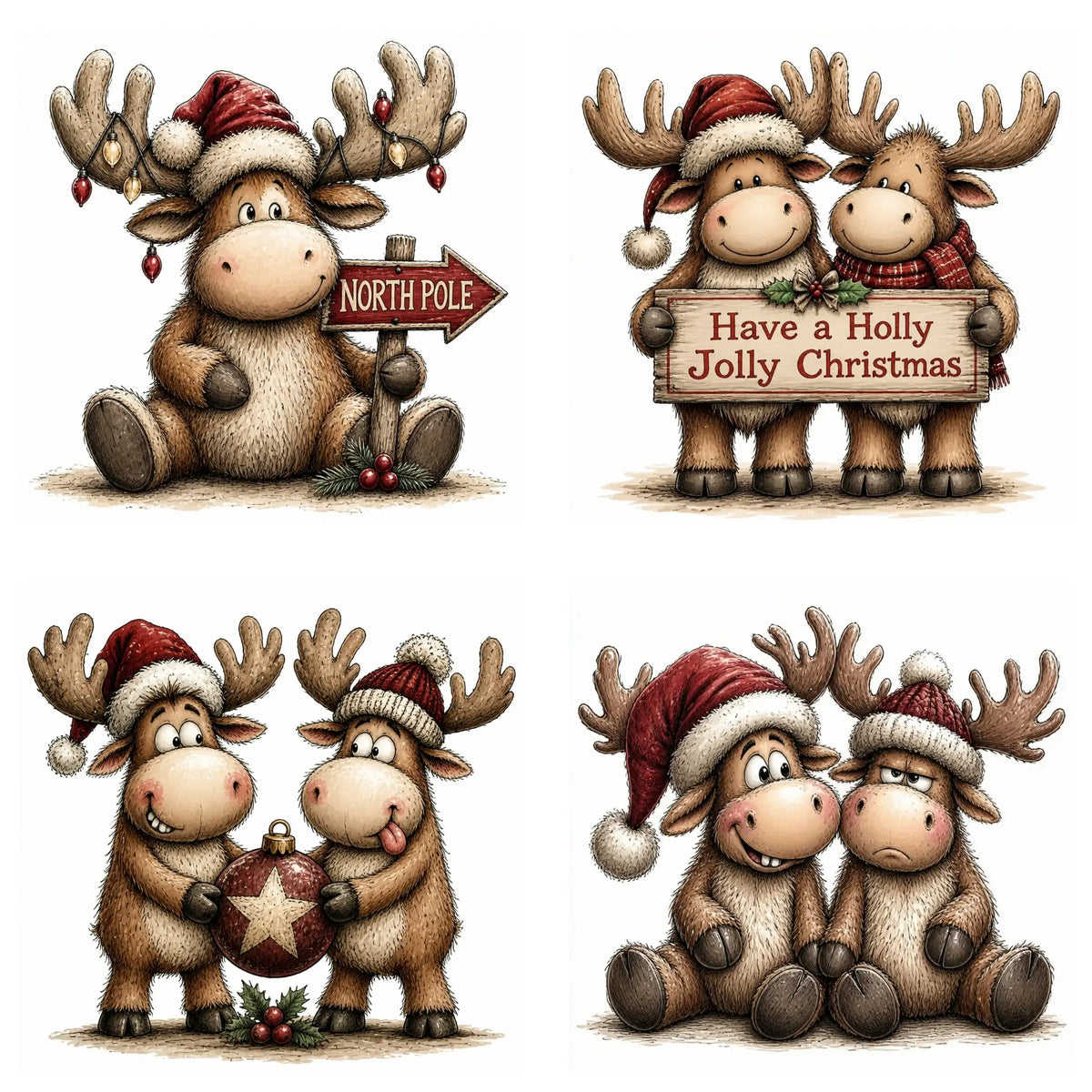 Burgundy Christmas Moose Clipart
