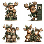 Green Christmas Moose Clipart