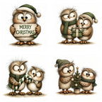 Green Christmas Owl Clipart