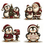 Burgundy Christmas Penguin Clipart