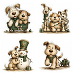 Green Christmas Dog Clipart
