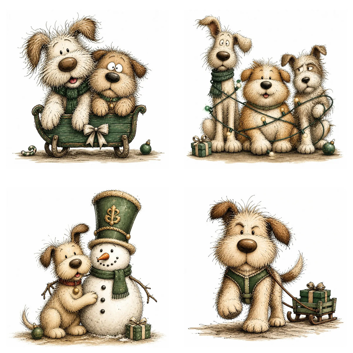 Green Christmas Dog Clipart