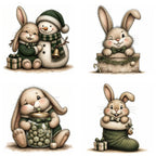 Green Christmas Bunny Clipart