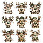 Green Christmas Reindeer Portrait Clipart