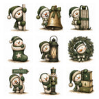 Green Peeking Snowman Christmas Clipart