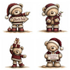Burgundy Christmas Teddy Bear Clipart