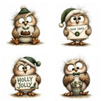 Green Christmas Owl Clipart